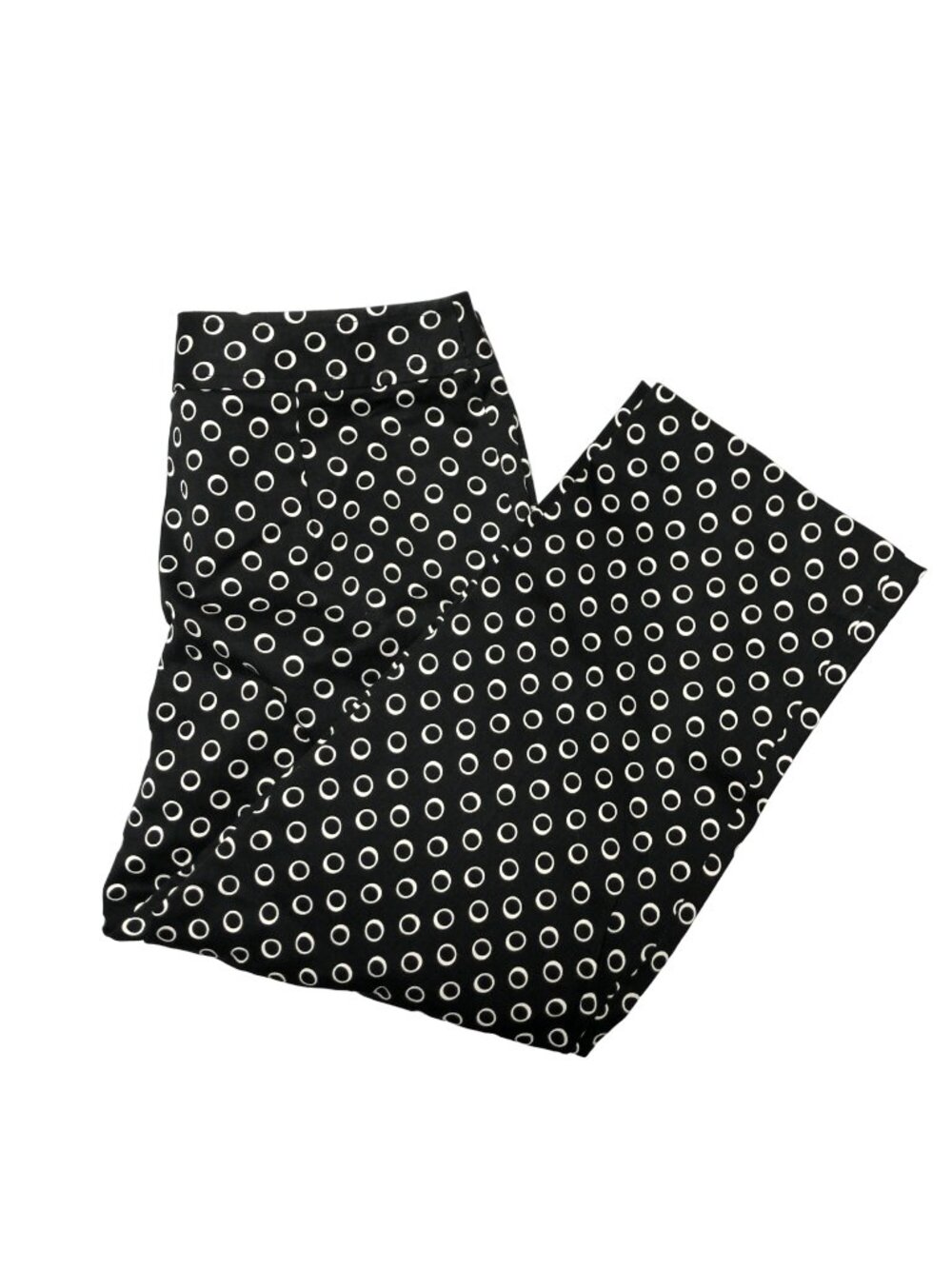 Rafaella Crop Pants Womens Size 8P Black White Circles Pull On Stretch Capri